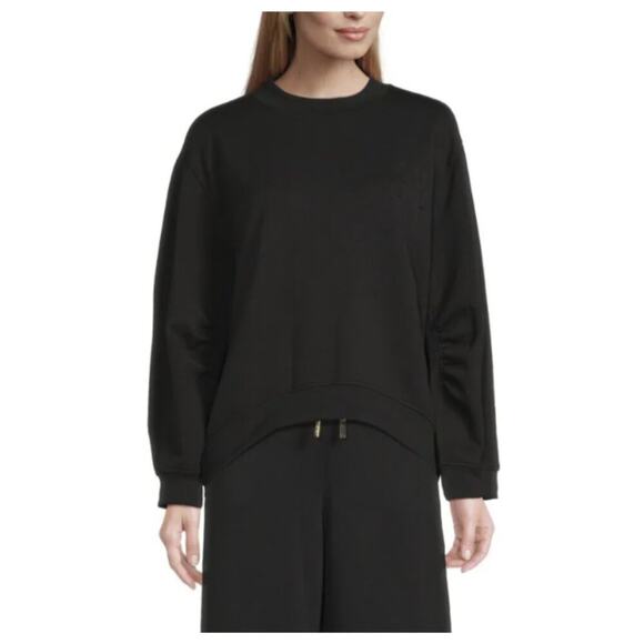 NWT Halston Women's Fuzzy Heart Oversized Sweatshirt Black Size XL - Picture 13 of 14